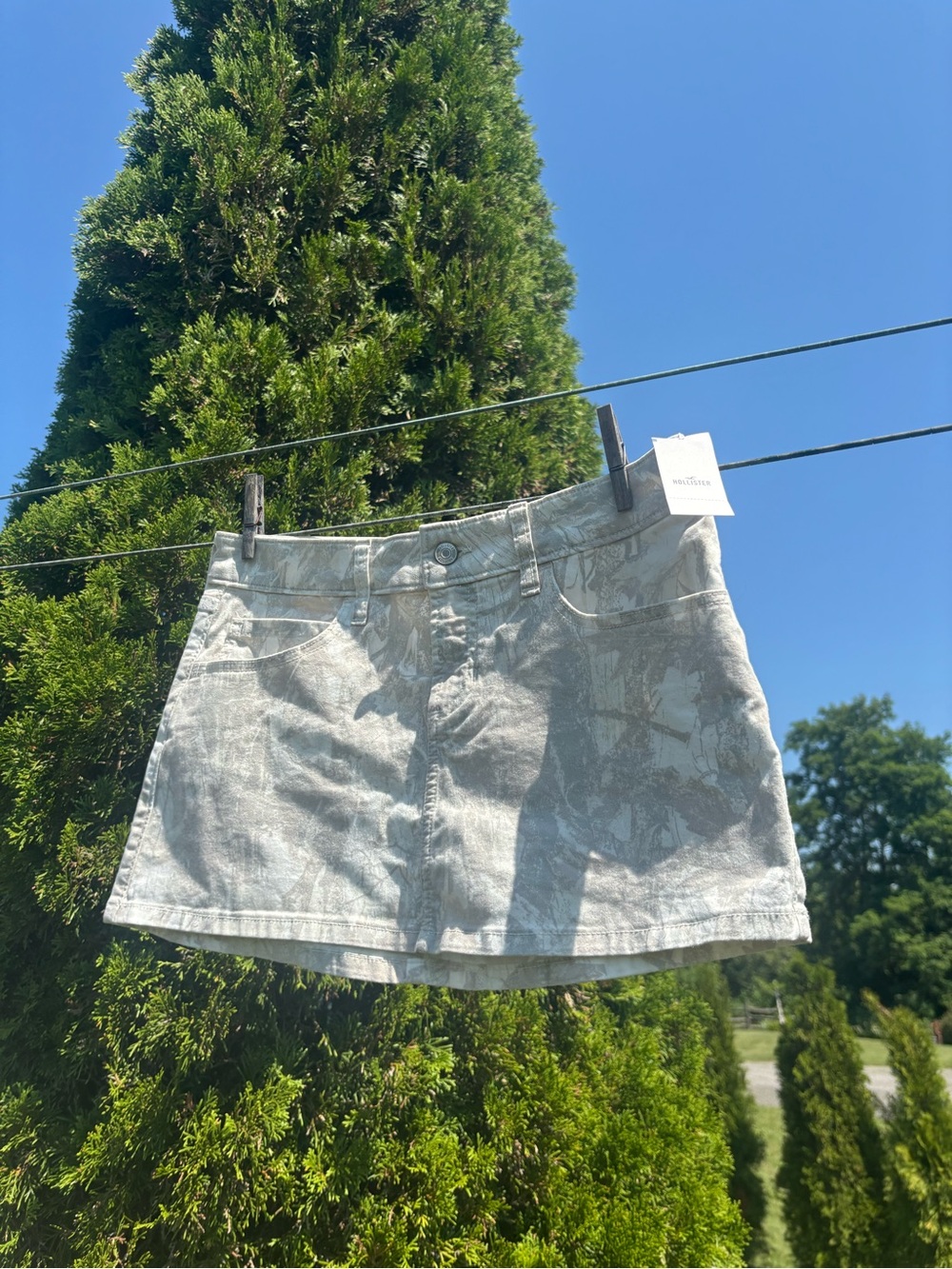 Hollister Light Wash Camo Mini Skirt